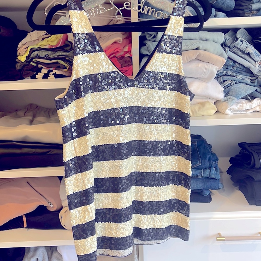 Jcrew navy and blue sequin tank top